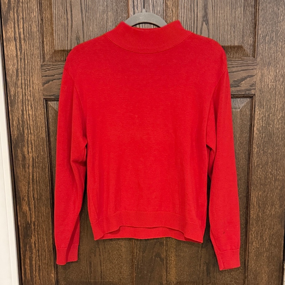 Pendleton Vibrant Red Women's Mockneck Cotton Sweater Petite Medium
